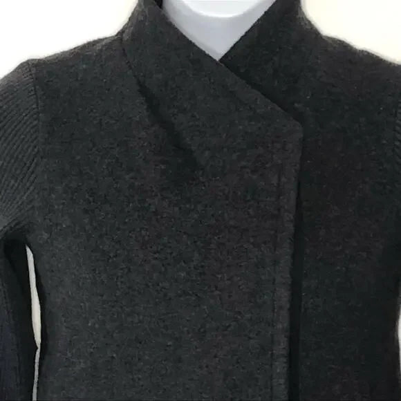 Lida Baday Charcoal Wool Asymmetric Cropped Jacket Size 4 EUC - Picture 6 of 14